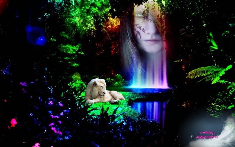 White Lion in Forest