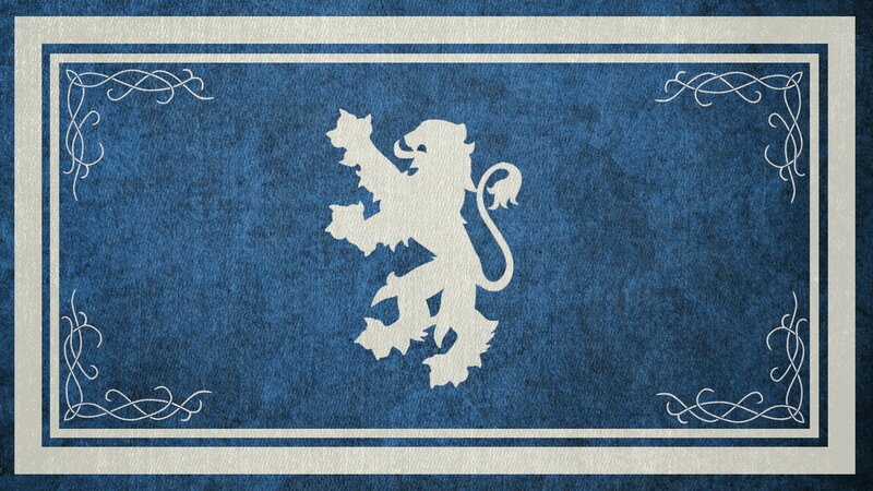 White Lion on Blue