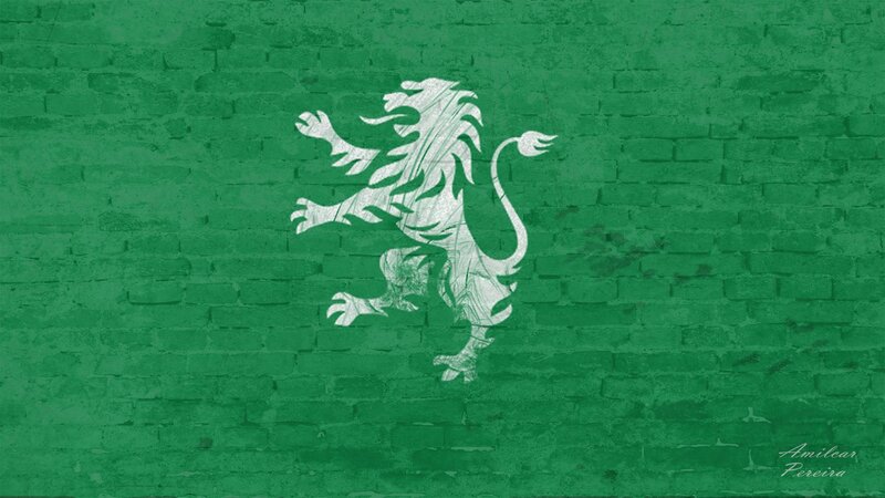 White Lion on Green Wall