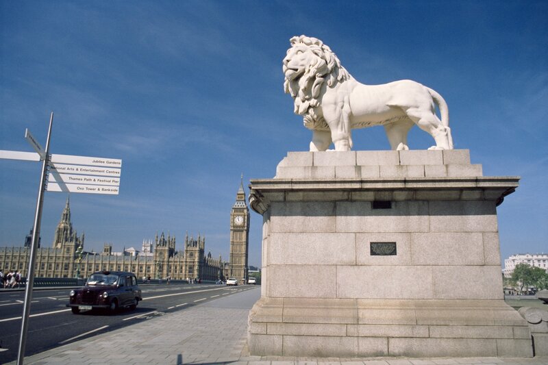 White Lion Statue — Blue