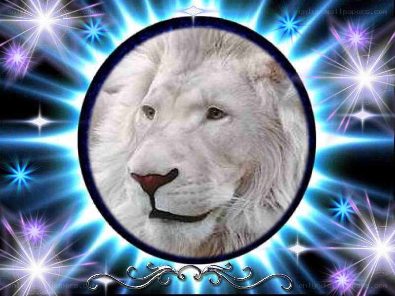 white lion with blue energy