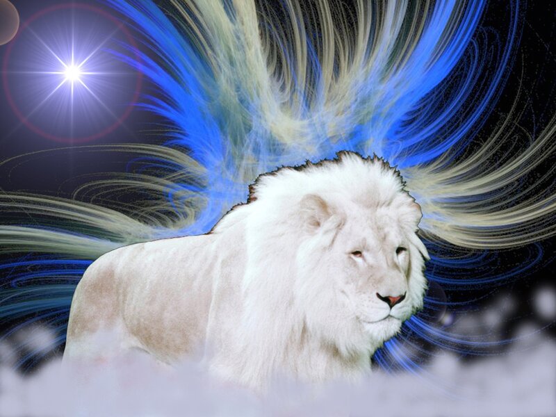 White Lion with Glowing Aura