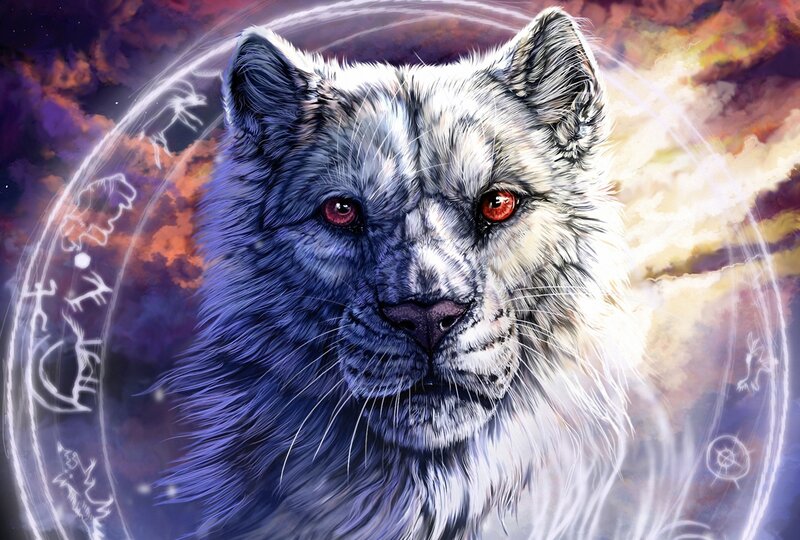 White Lion with Red Eyes