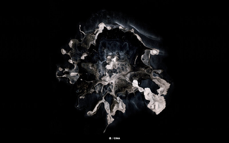 White Liquid Splatter — Black
