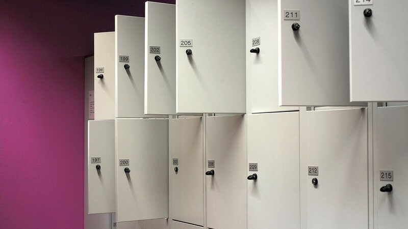 White lockers in a row