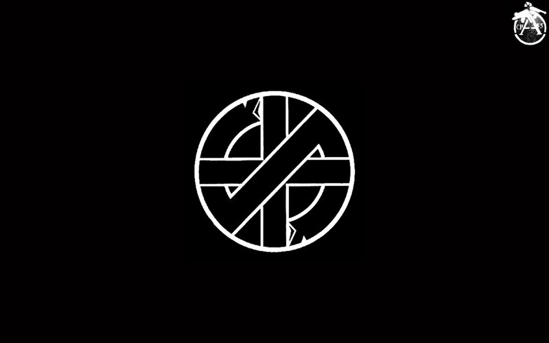 white logo on black background