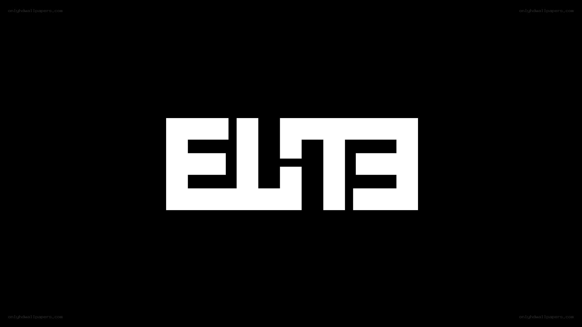white logo on black background