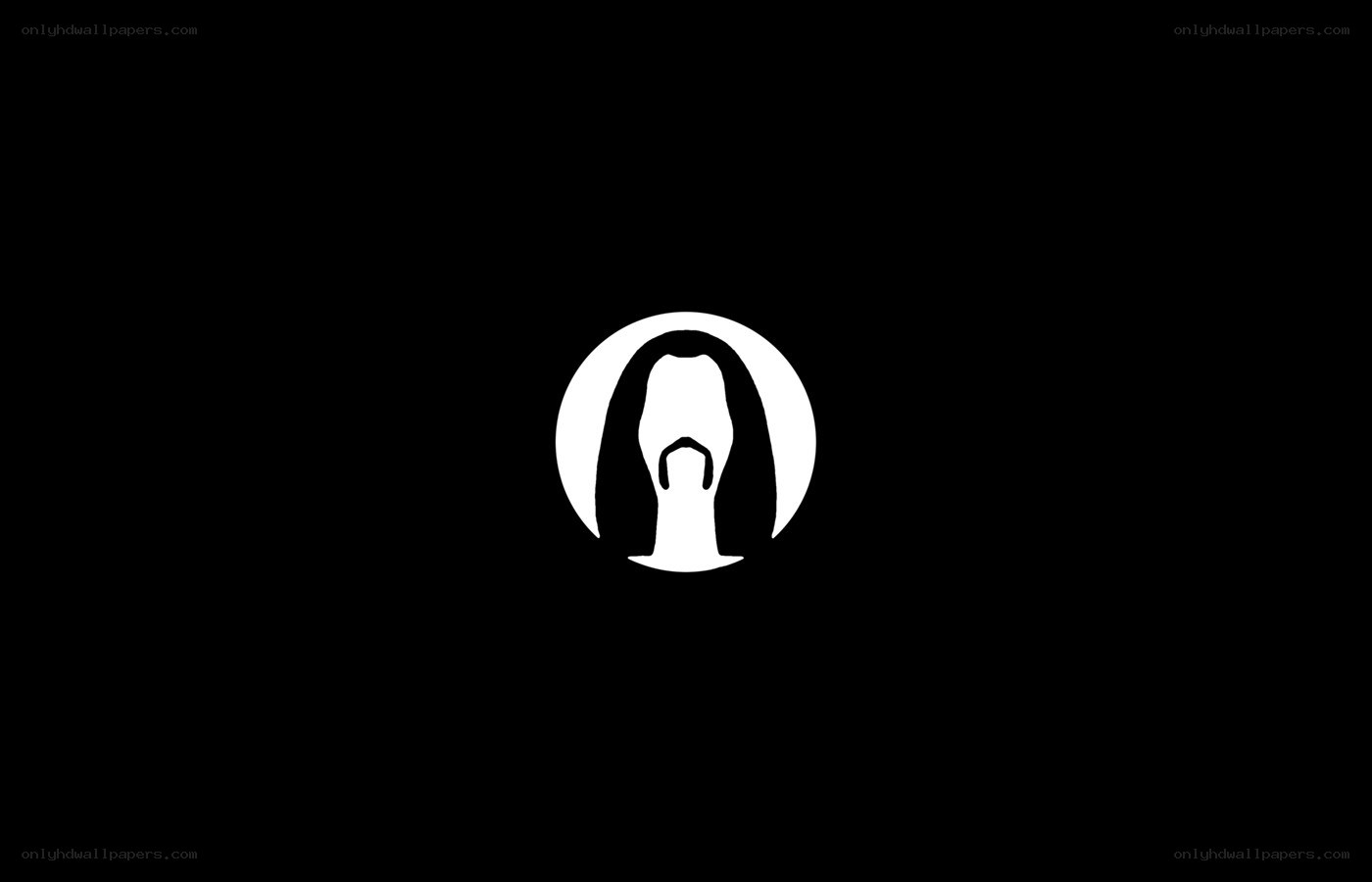 white logo on black background