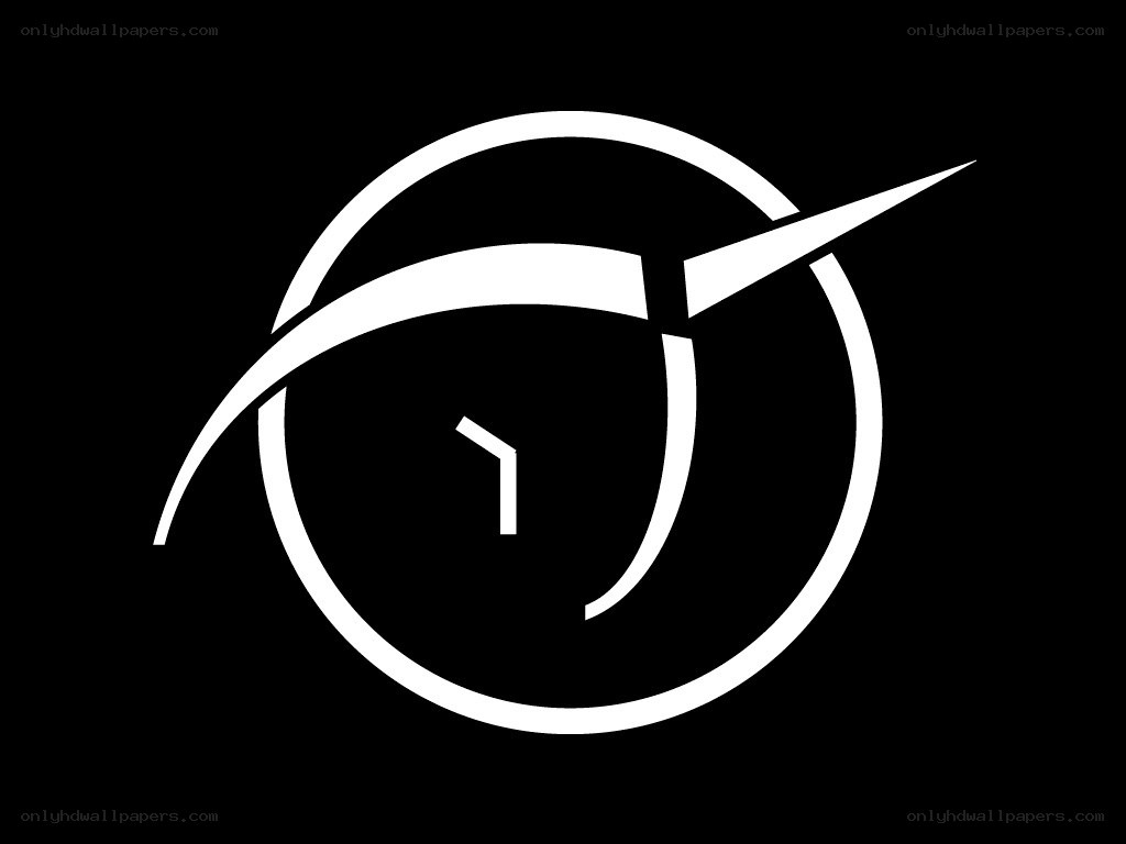 white logo on black background