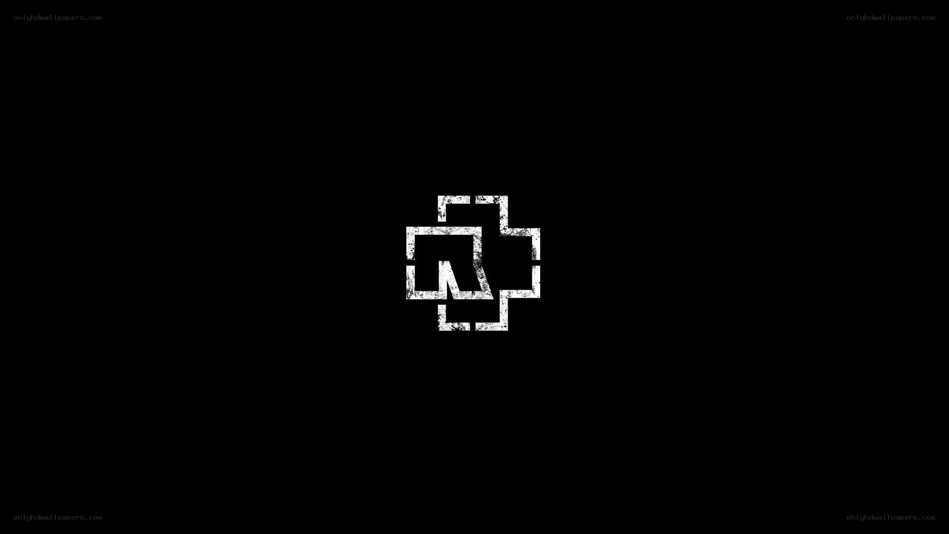 white logo on black background