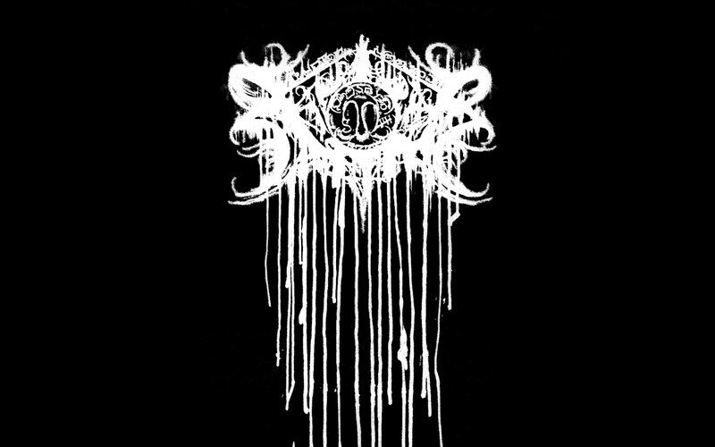 white logo on black background