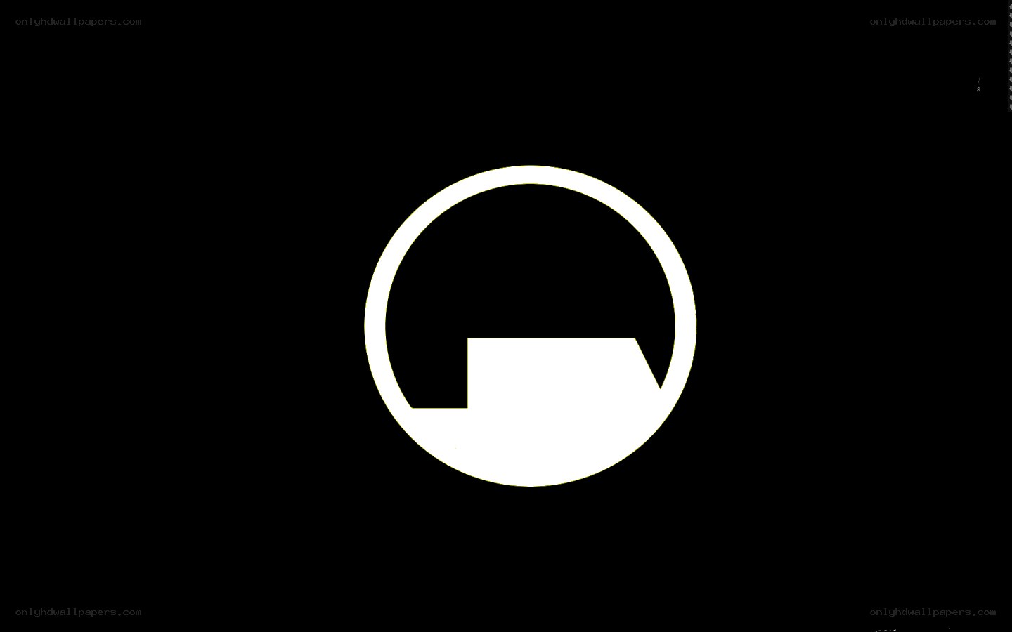 white logo on black background