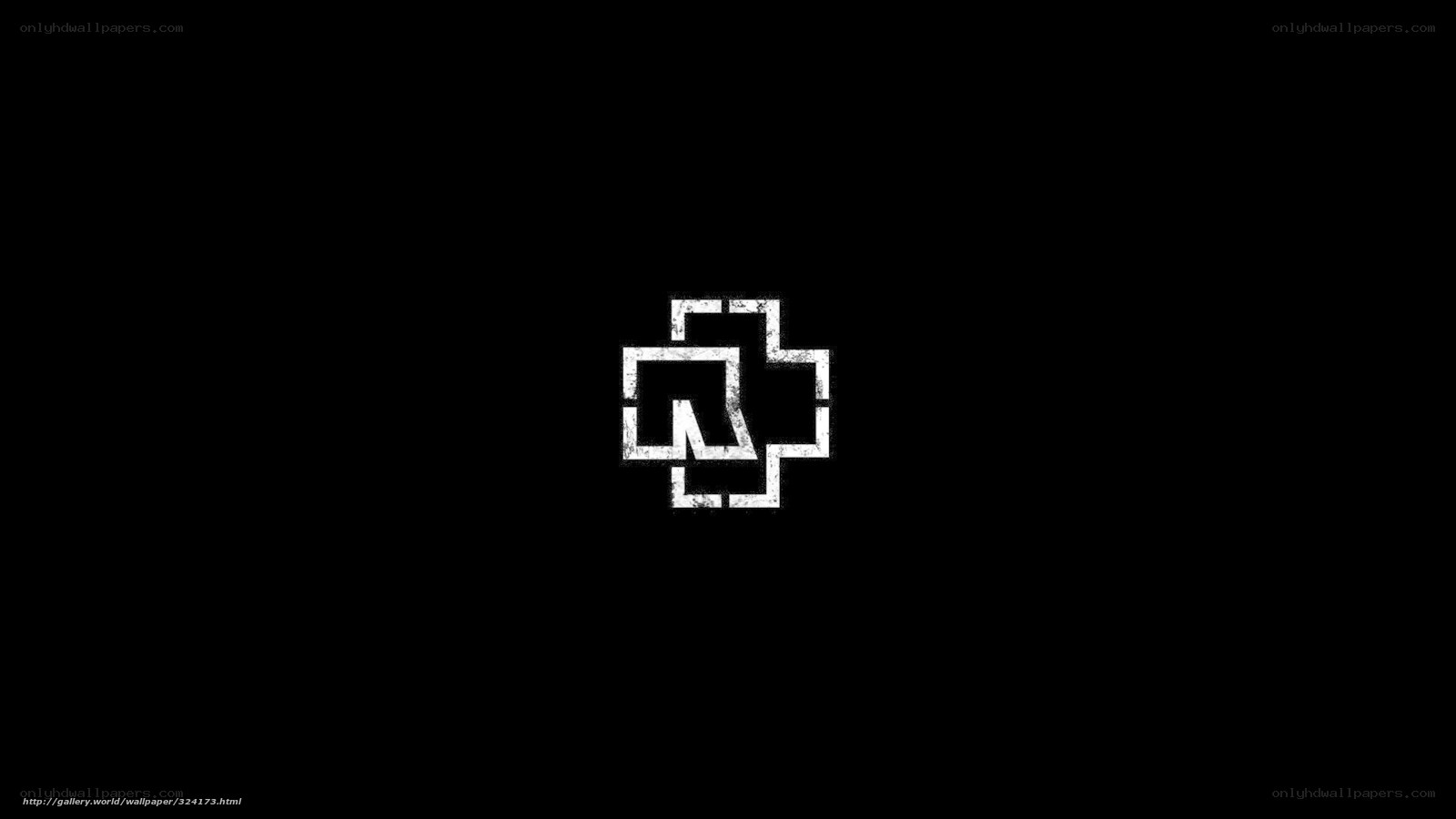white logo on black background
