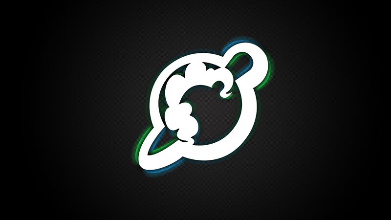white logo on dark background
