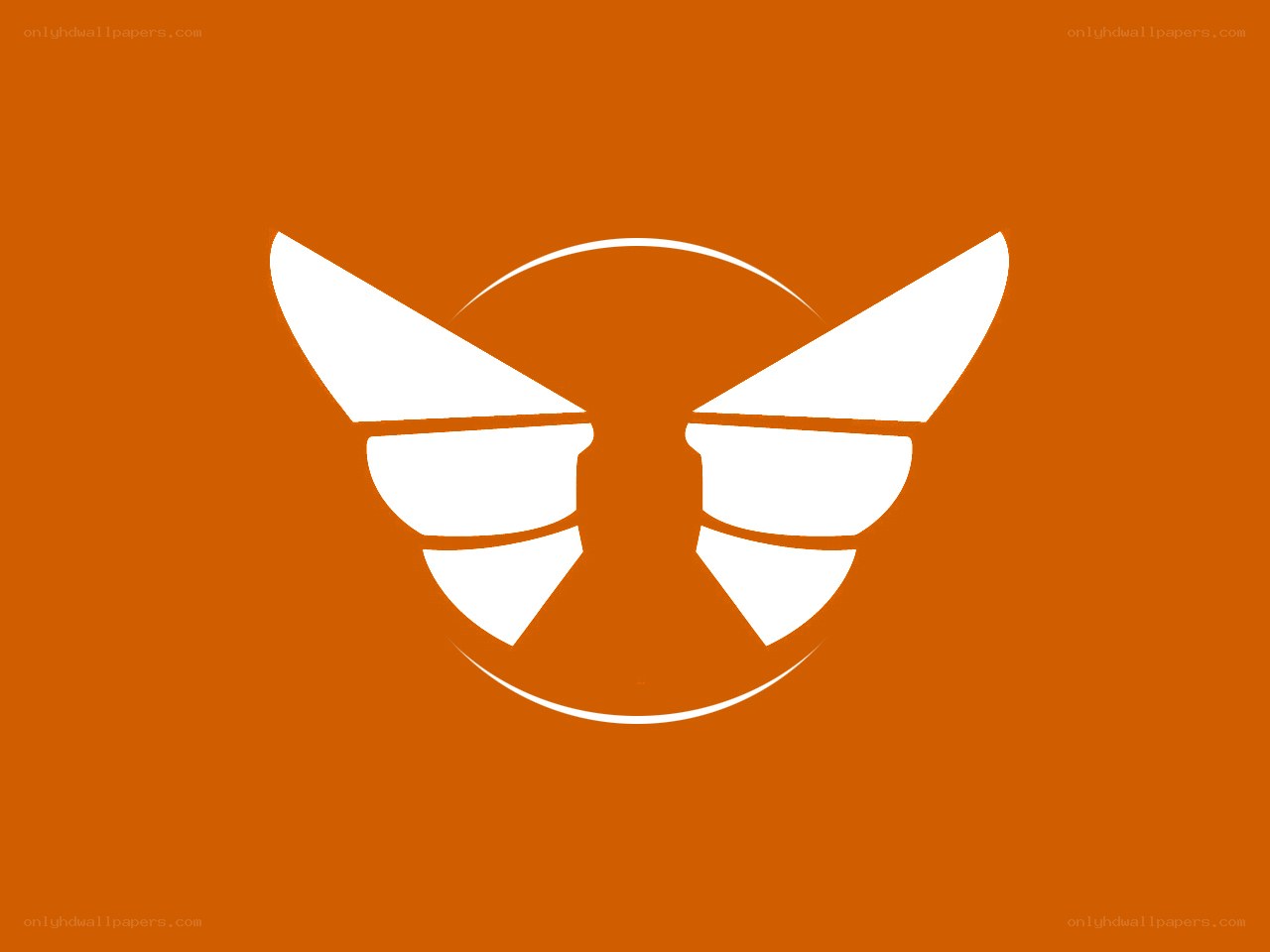 white logo on orange background