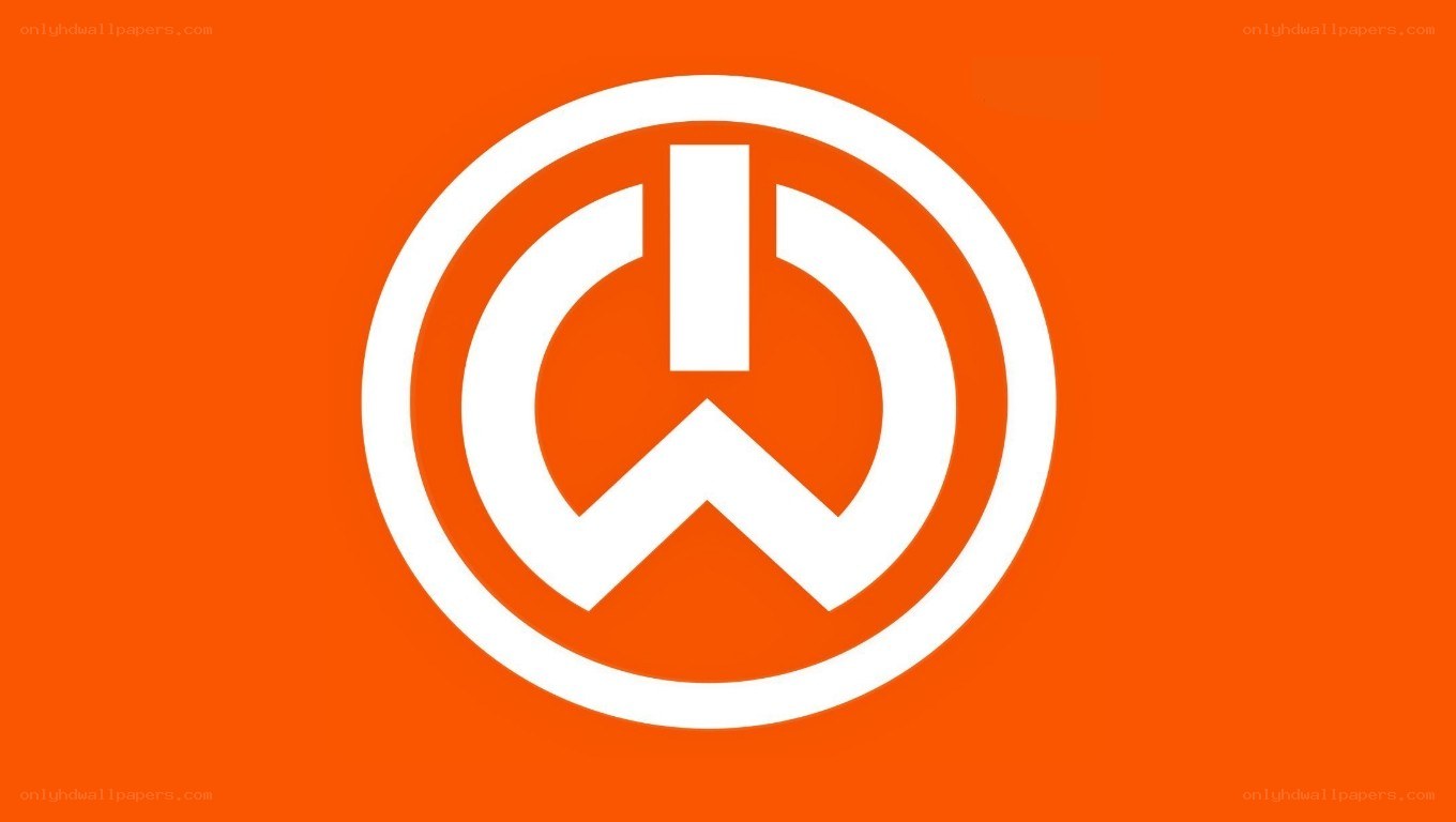 white logo on orange background
