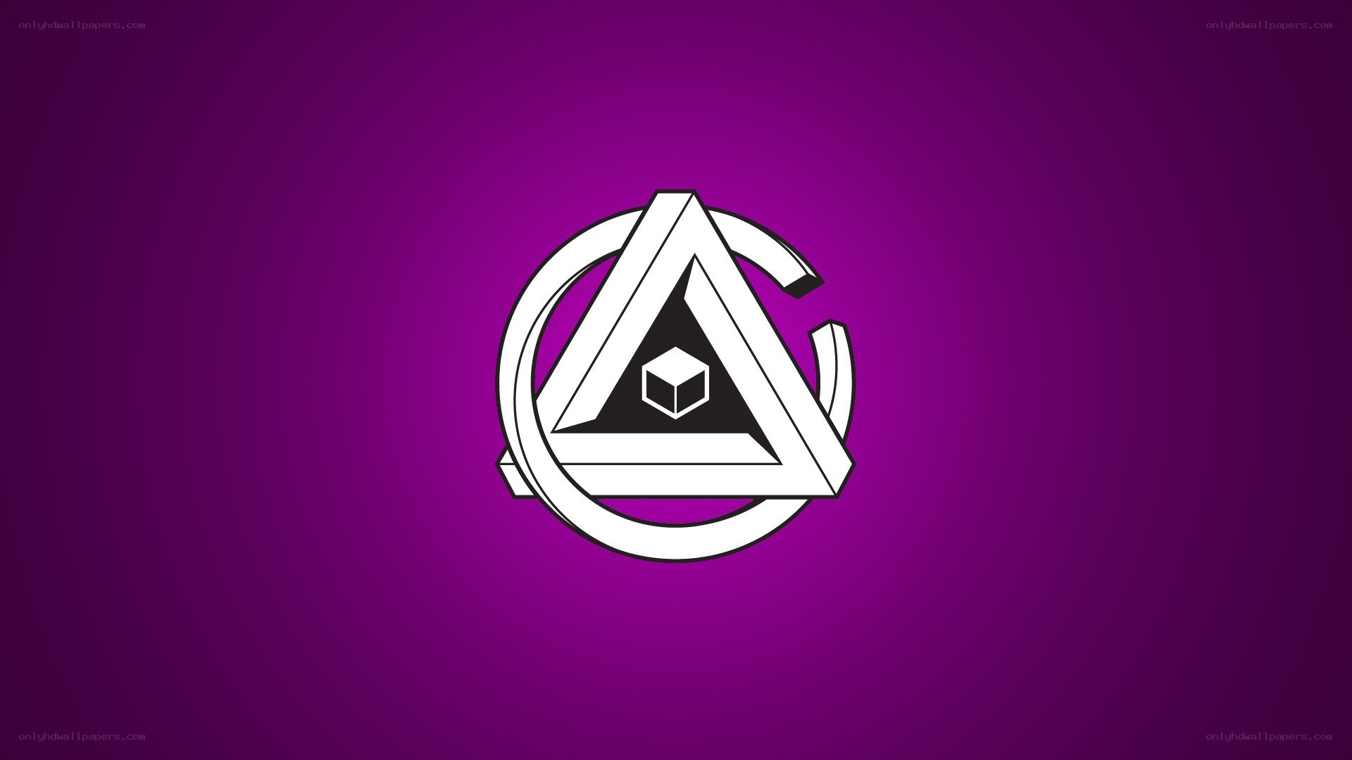 white logo on purple background