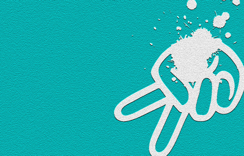 white logo on teal background
