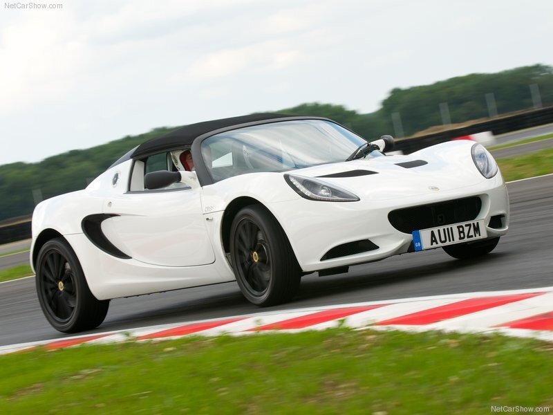 white lotus elise on race track
