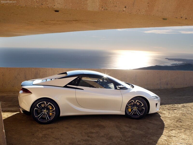 White Lotus sports car by the sea