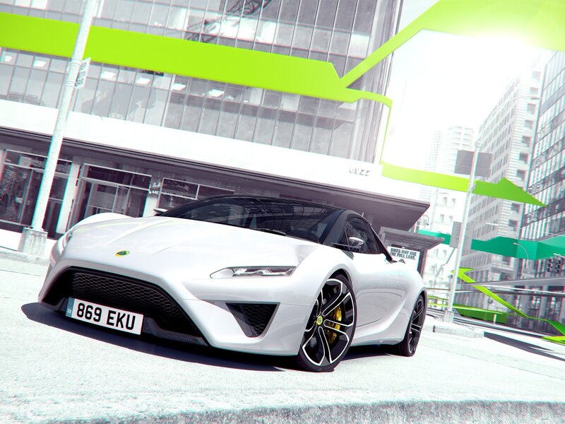 White Lotus sports car in city