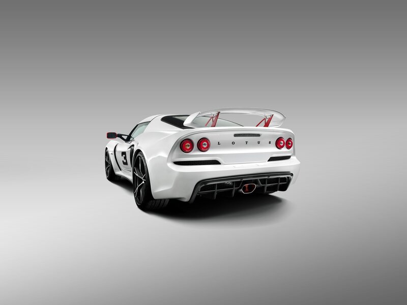 White Lotus sports car rear view