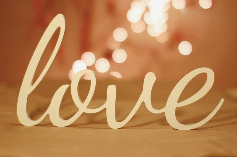 White Love Sign — Beige