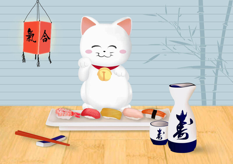 White Lucky Cat Figurine — Calm