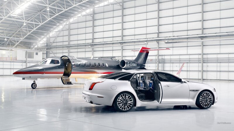 White Luxury Car and Private Jet