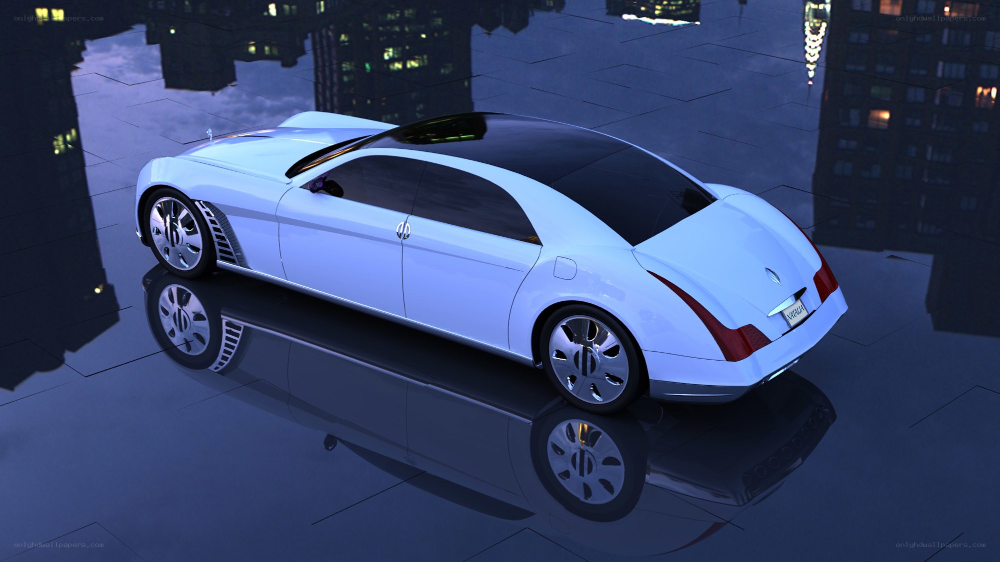 white luxury car at night