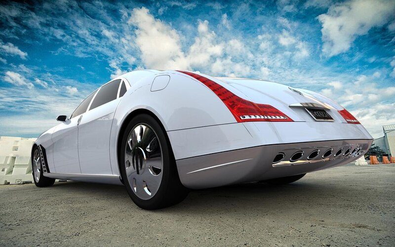 White Luxury Car — Dramatic, Afternoon