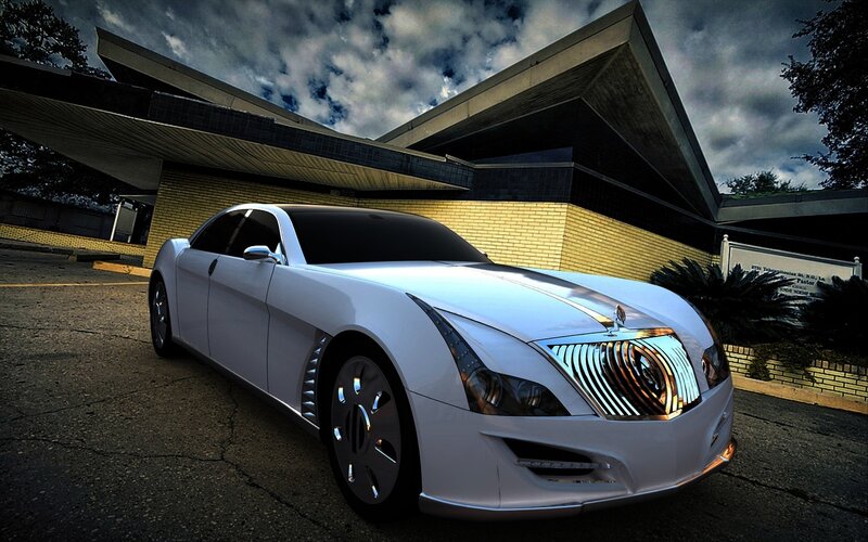White Luxury Car — Dramatic