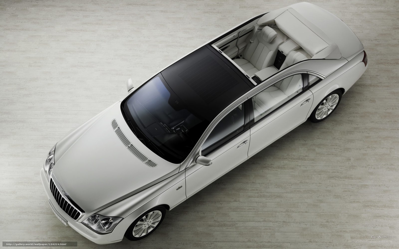 white luxury car from above