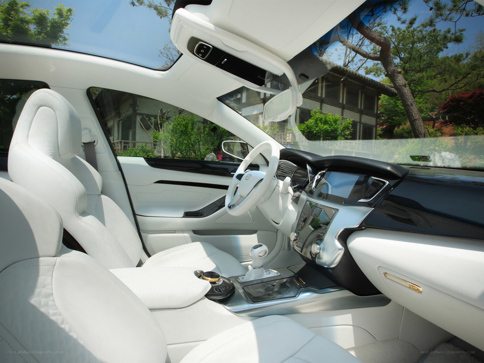 White luxury car interior