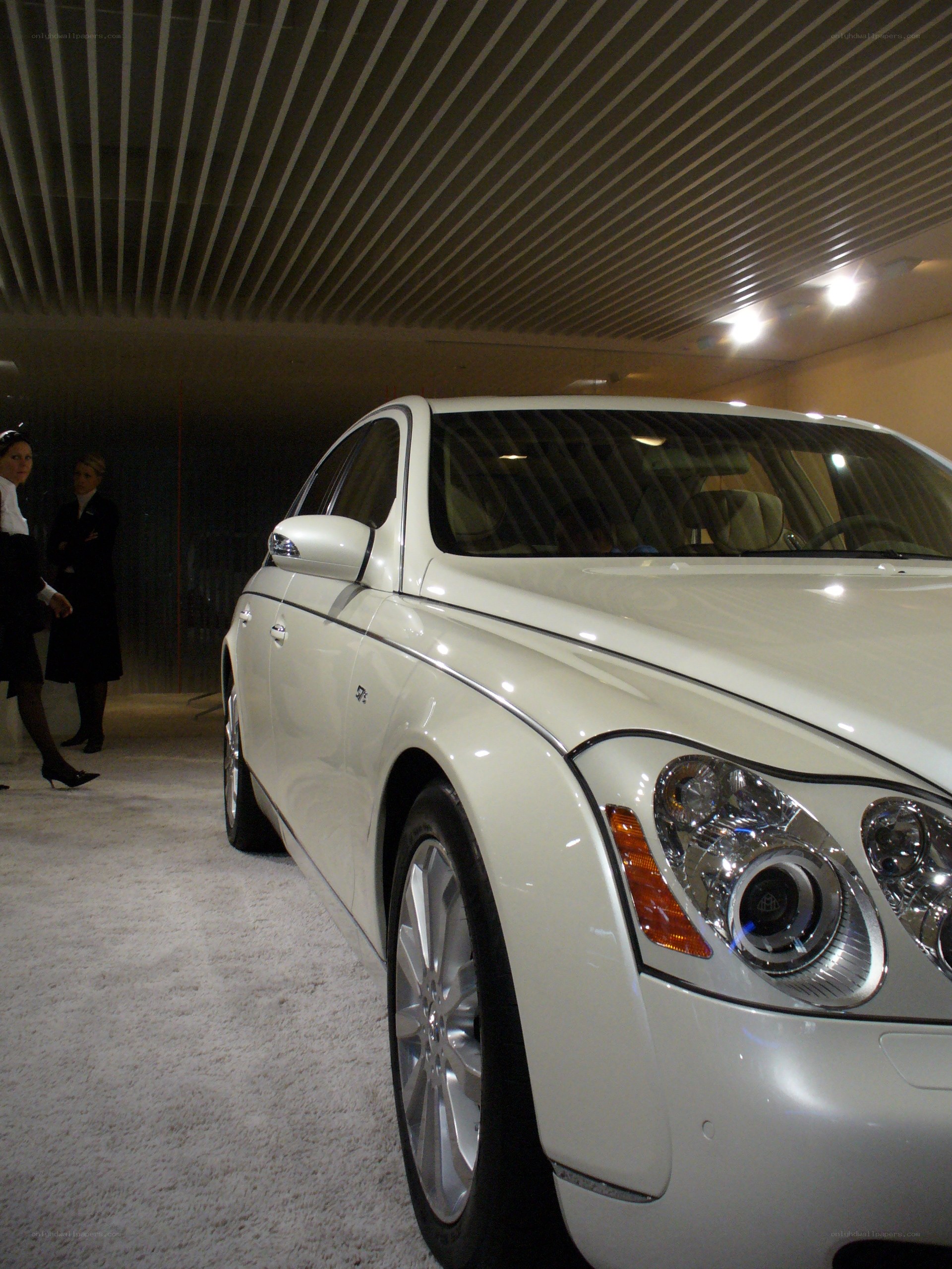 White luxury car on display