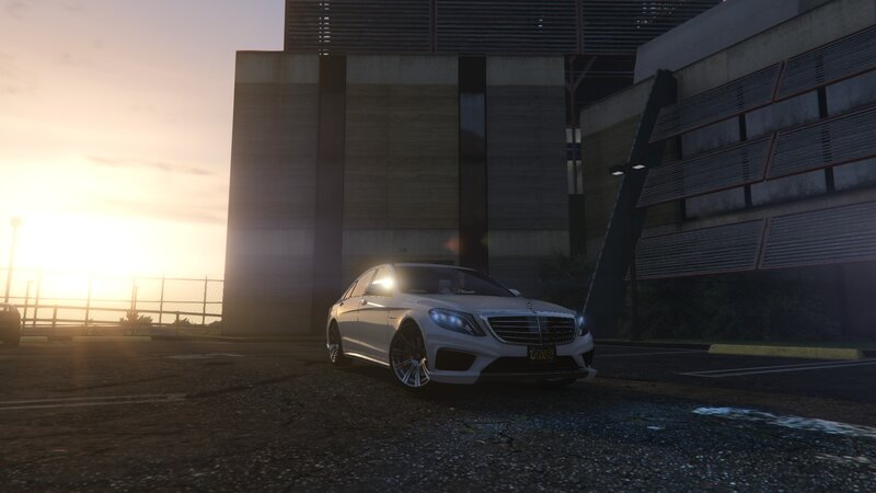 White Luxury Sedan — Dramatic, Sunset