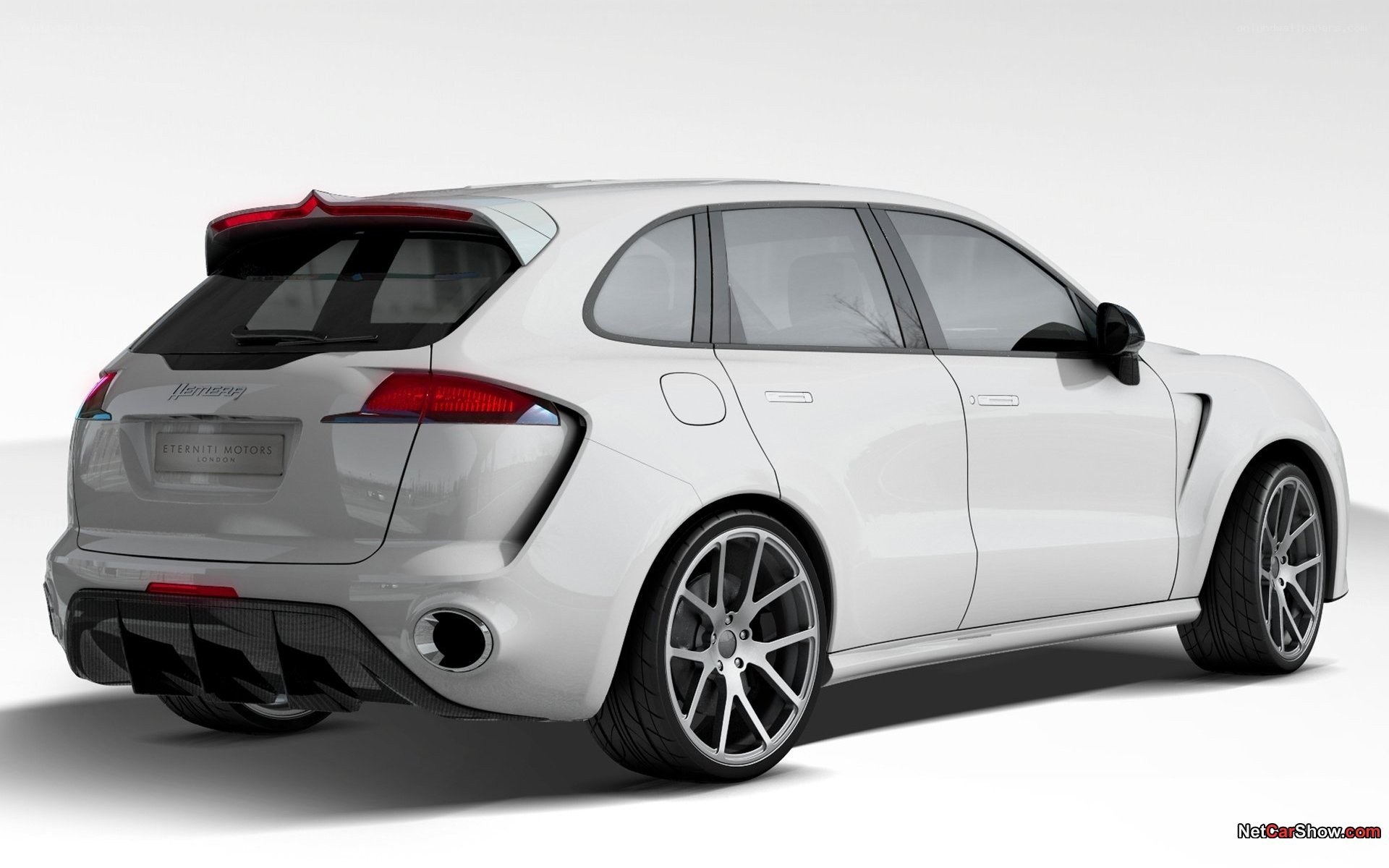 white luxury SUV rear view