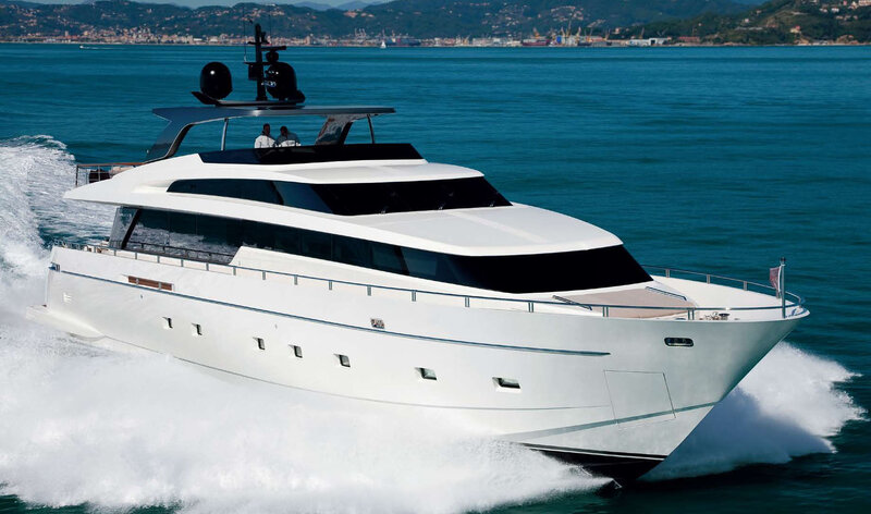 White luxury yacht in motion
