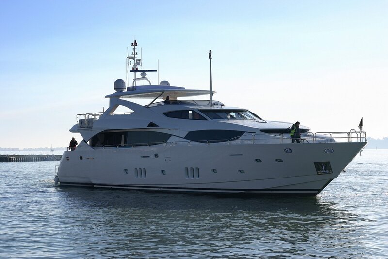 White luxury yacht on water