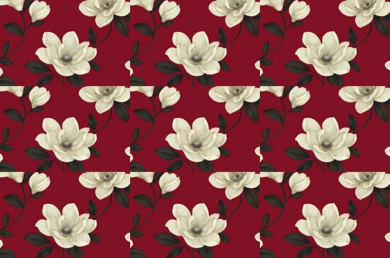 White Magnolia Flowers — Red