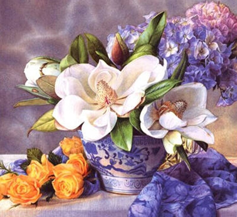White Magnolias in Vase