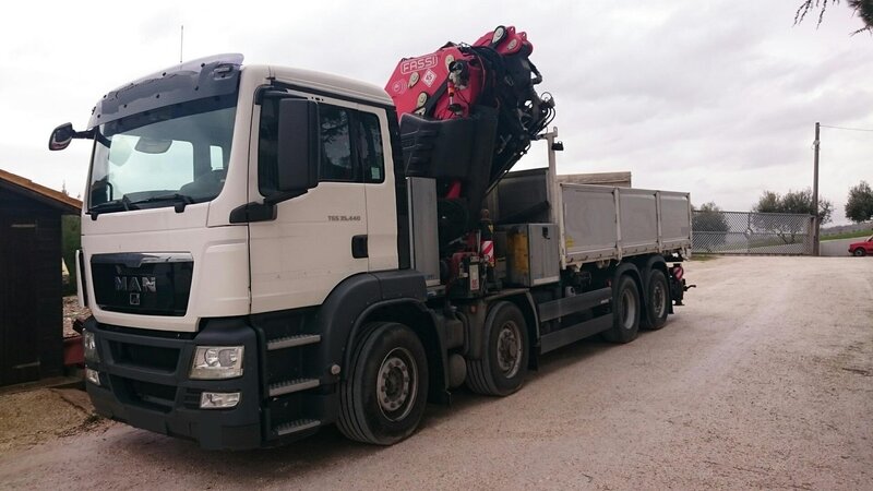 White MAN Truck with Crane