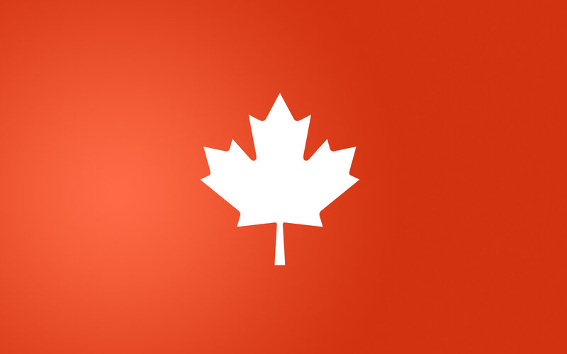 white maple leaf on red