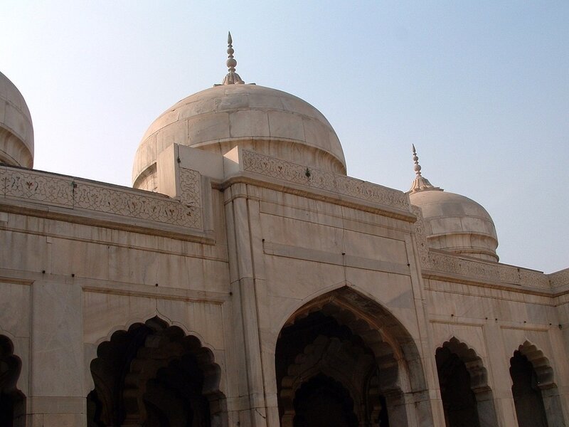 white marble domes of a mausoleum