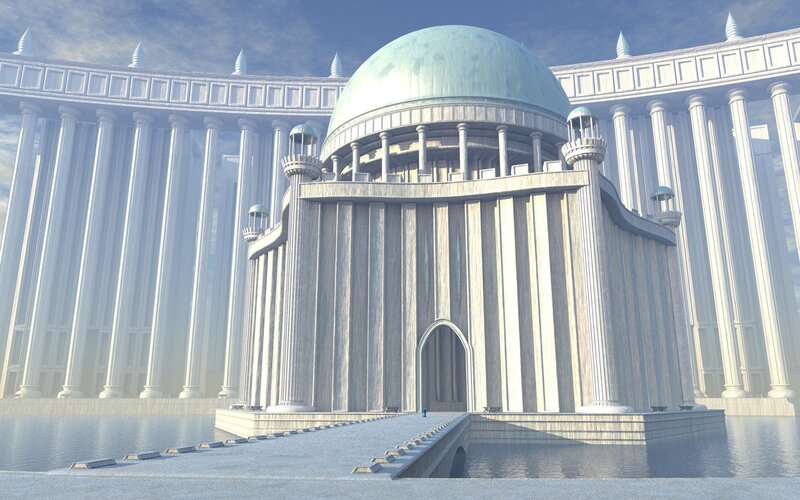 White Marble Temple — Serene, Afternoon