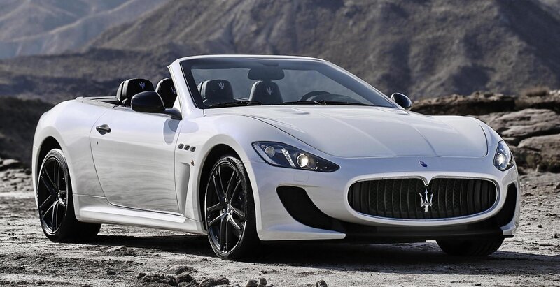 White Maserati convertible car