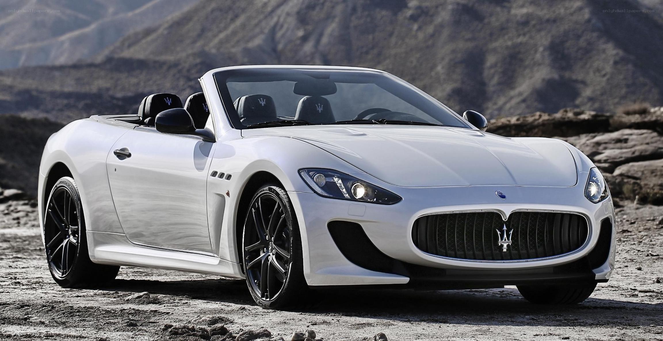 White Maserati convertible car