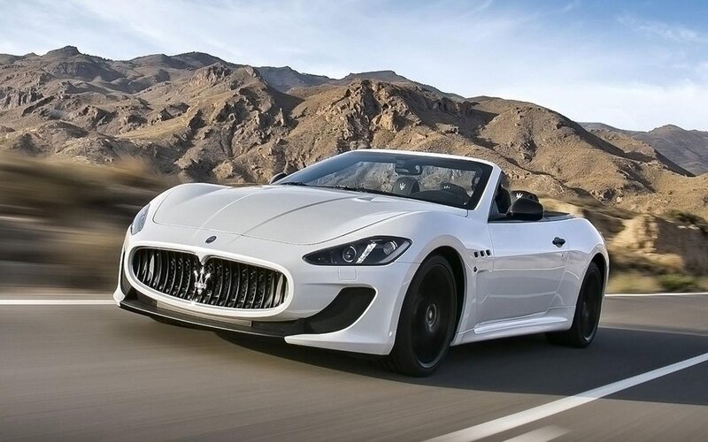 White Maserati Convertible — Dynamic
