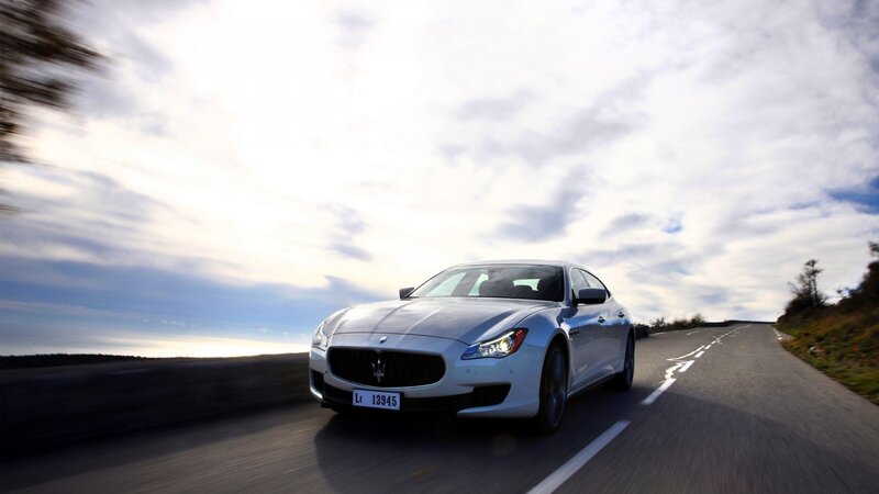 White Maserati Driving