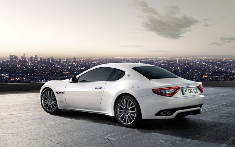 White Maserati GT — Dramatic, Sunset